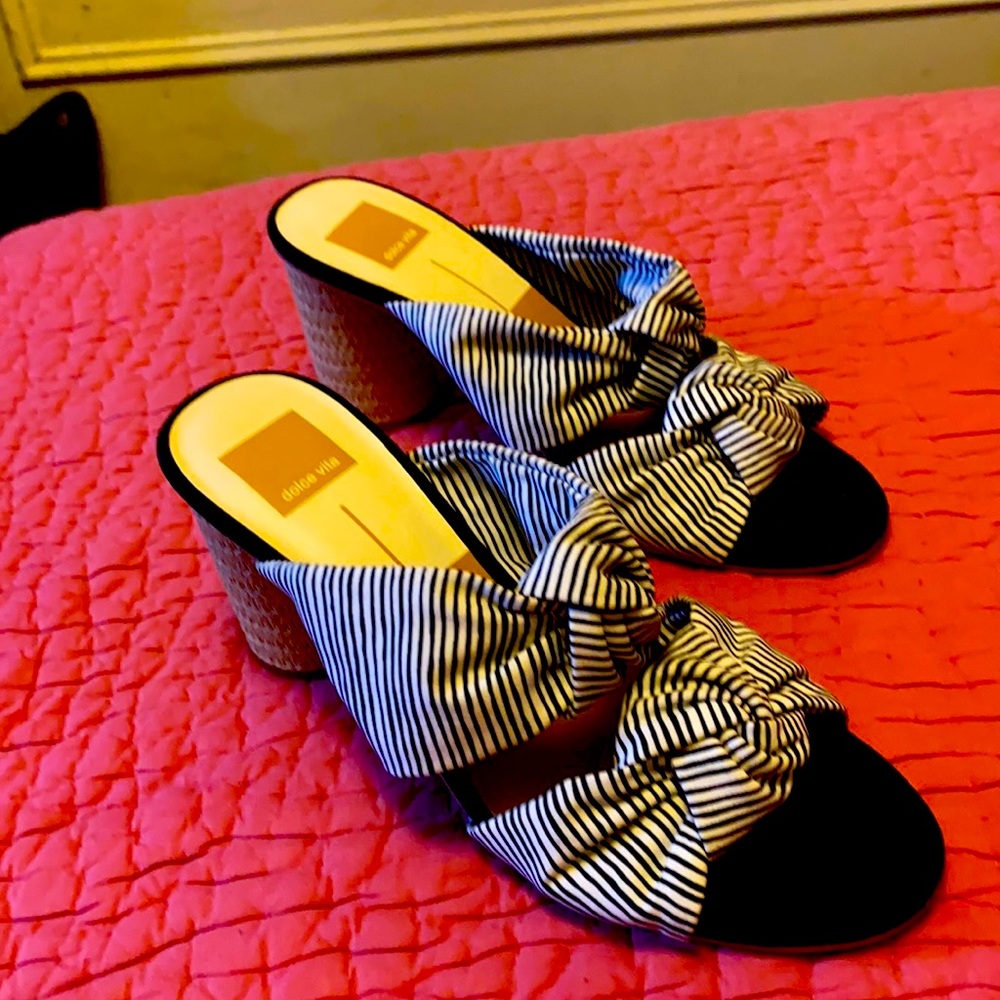 Dolce vita striped heeled slide